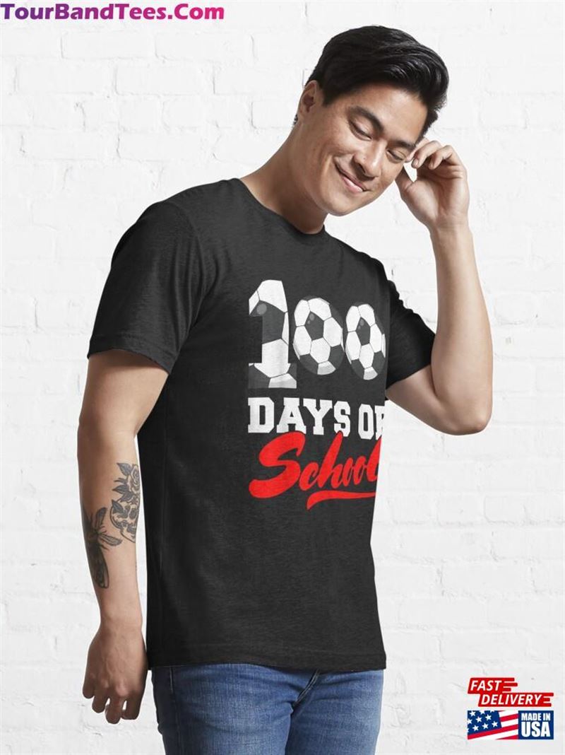 Days Of School Soccer Boys Kids 100Th Day Essential T-Shirt Hoodie Sweatshirt 29Uf191766 – Utopia Fashion