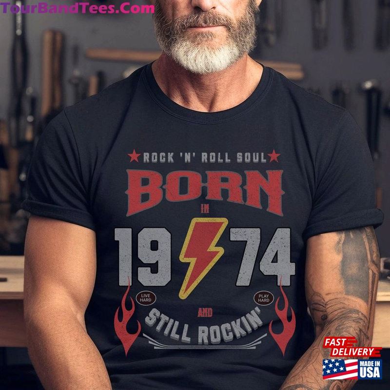 50Th Birthday Shirt Born In Rock N Roll Heavy Metal Band T-Shirt Gift For Men Dad Sweatshirt Classic 29Uf191848 – Utopia Fashion