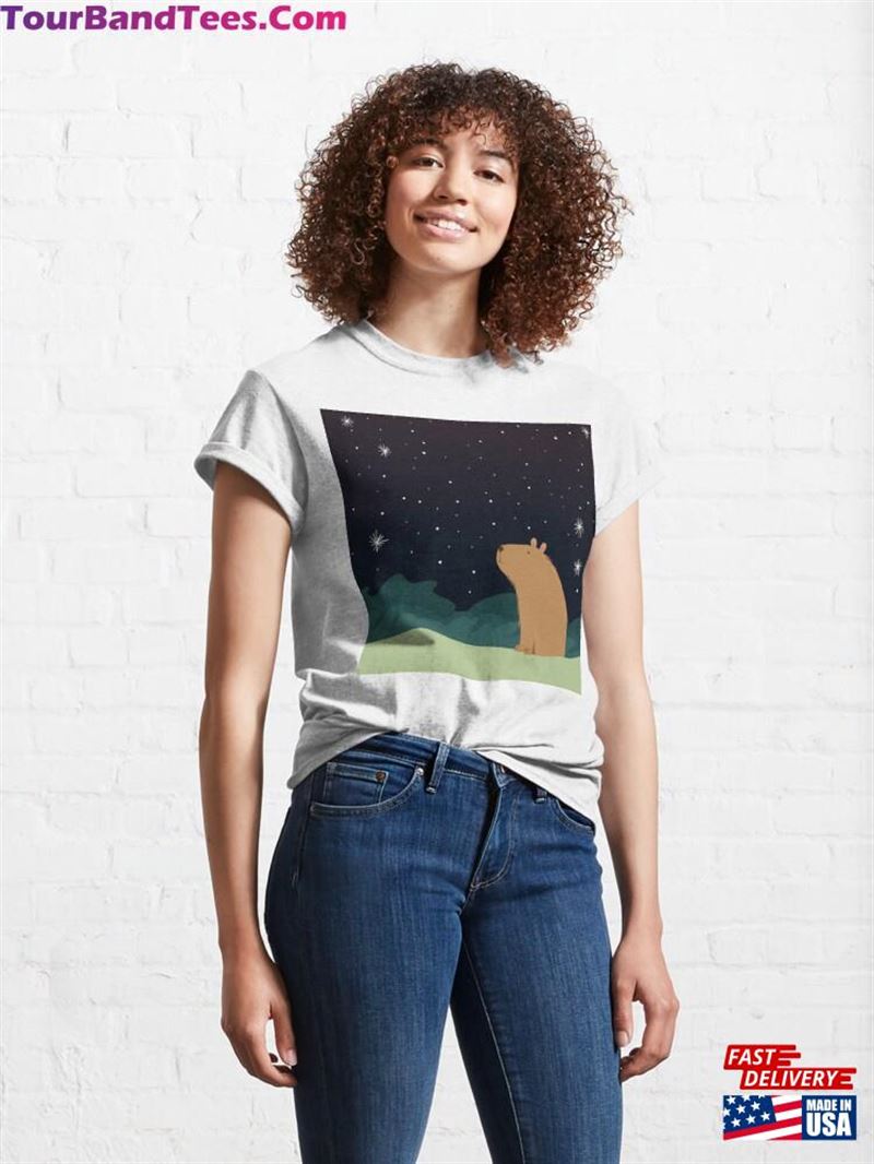 A Lonely Capybara Stares At Stars In The Dark Sky Classic T-Shirt Hoodie 29Uf211937 – Utopia Fashion