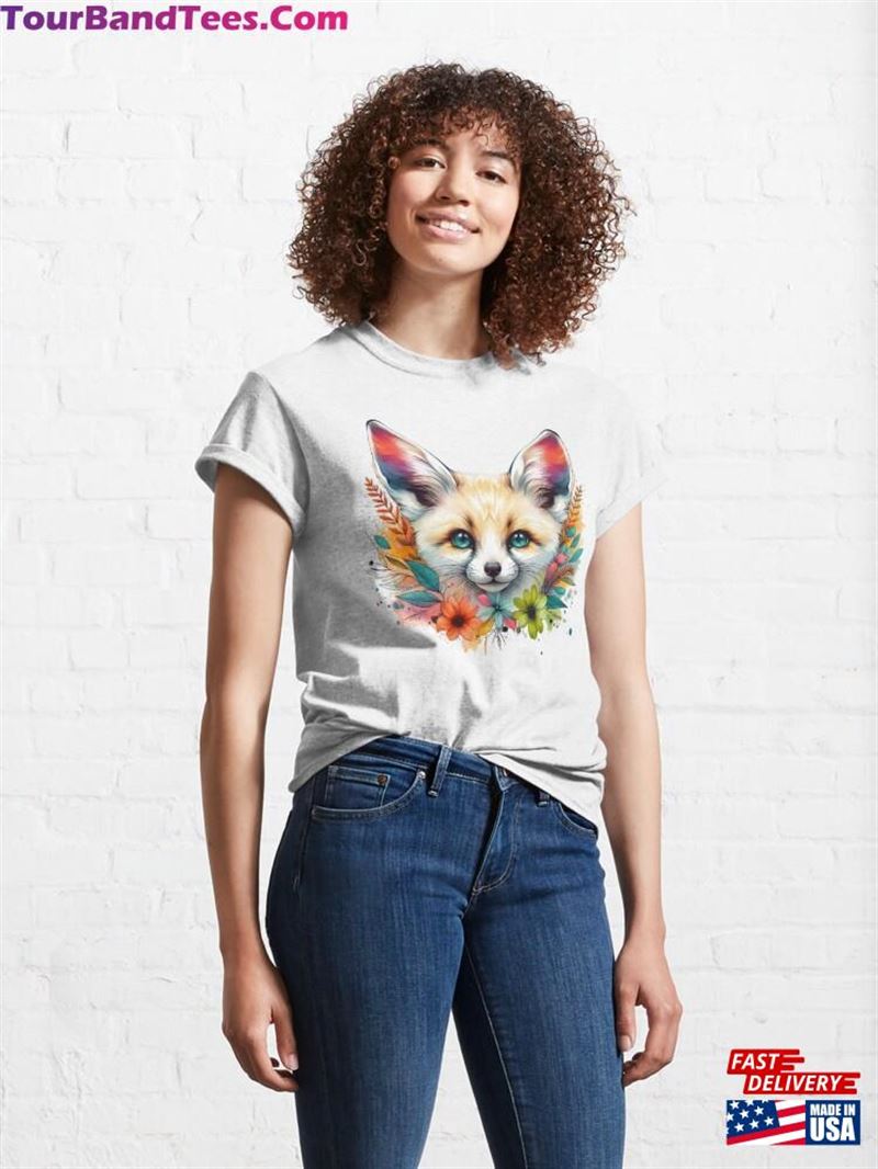 Beautiful Colorful Desert Fox With Various Leaves And Flowers Classic T-Shirt Hoodie Sweatshirt 29Uf206468 – Utopia Fashion