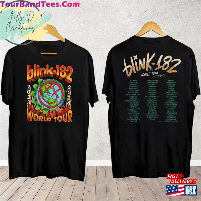 Blink Band World Tour Shirt 90S Vintage Smile T-Shirt Sweatshirt Unisex 29Uf193704 – Utopia Fashion