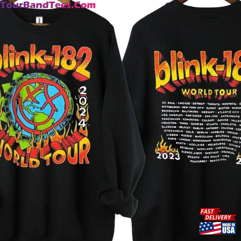 Blink The World Tour 2Sides Shirt Rock N’Roll T-Shirt Classic 29Uf194108 – Utopia Fashion