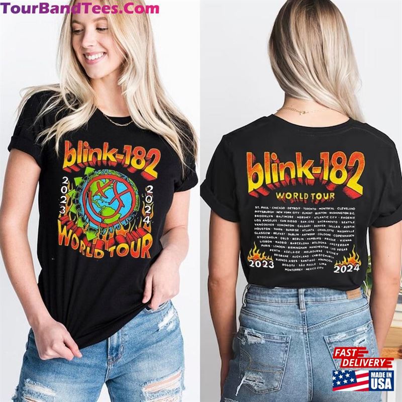 Blink The World Tour 2Sides Shirt Rock N’Roll T-Shirt Classic 29Uf194108 – Utopia Fashion