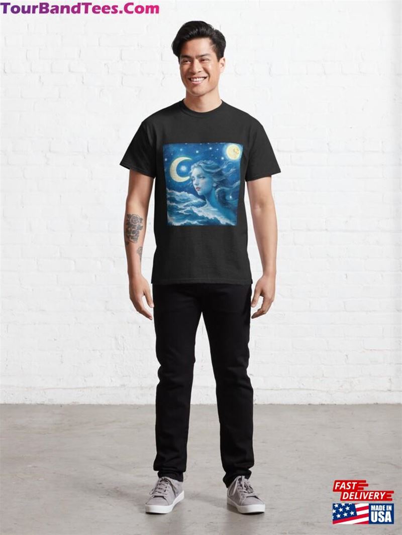 Blue Starry Night Greek Sea Goddess Art Classic T-Shirt Unisex 29Uf211965 – Utopia Fashion