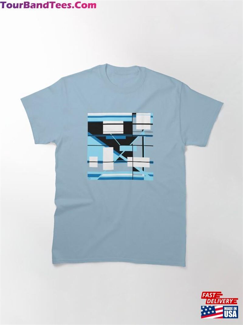 Blue White Black Abstract Geometric Labyrinth Classic T-Shirt Unisex 29Uf191646 – Utopia Fashion