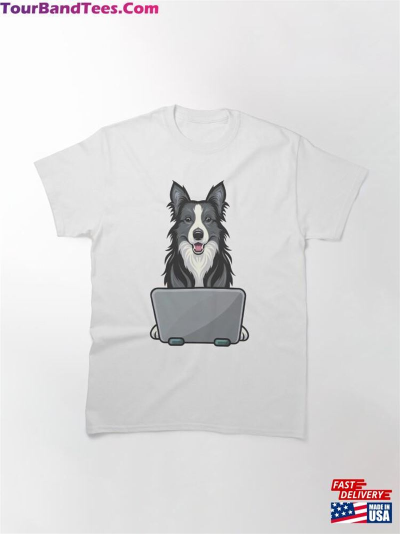 Border Collie With Laptop Classic T-Shirt Hoodie 29Uf201887 – Utopia Fashion