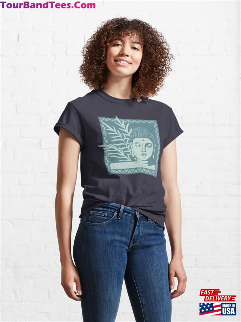 Buddha Head Statue With Palm Fronds Peacock + Mint Classic T-Shirt Unisex 29Uf206662 – Utopia Fashion