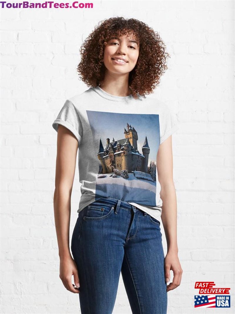 Castle In Freshly Fallen Snow Watercolor Classic T-Shirt 29Uf194188 – Utopia Fashion