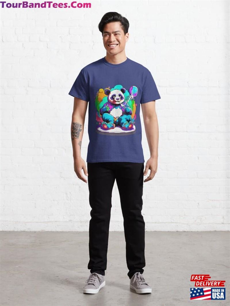 Colorful Cool Psychedelic Panda Smoking In A Dreamy Design By Valezizz Classic T-Shirt Hoodie 29Uf192473 – Utopia Fashion