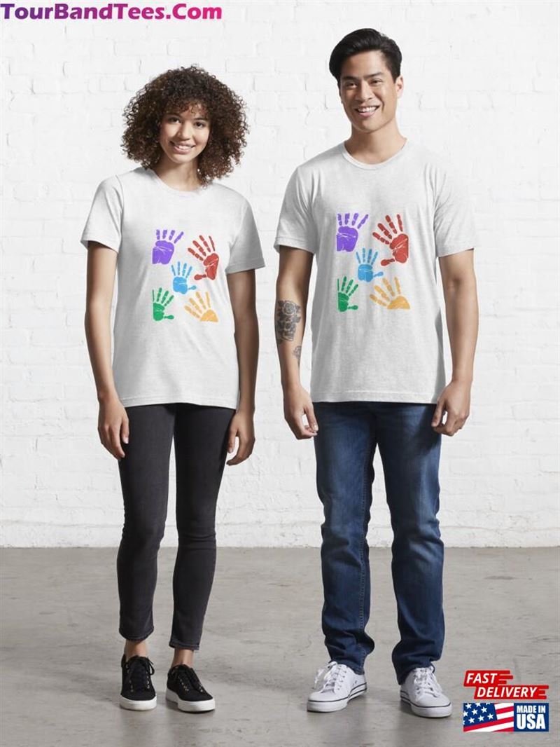 Colorful Handprints Essential T-Shirt Unisex 29Uf192416 – Utopia Fashion