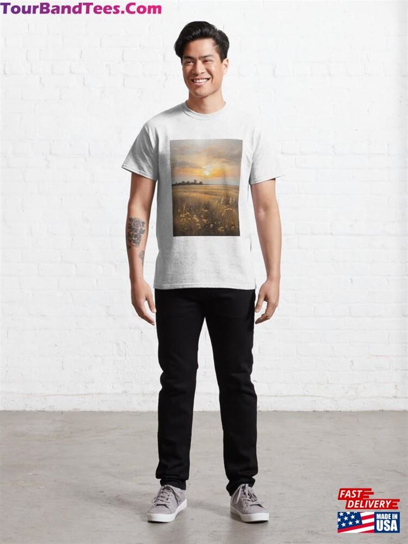 Copy Of A Sunset Over Grassy Landscape Vintage Oil Painting Classic T-Shirt Sweatshirt 29Uf192437 – Utopia Fashion