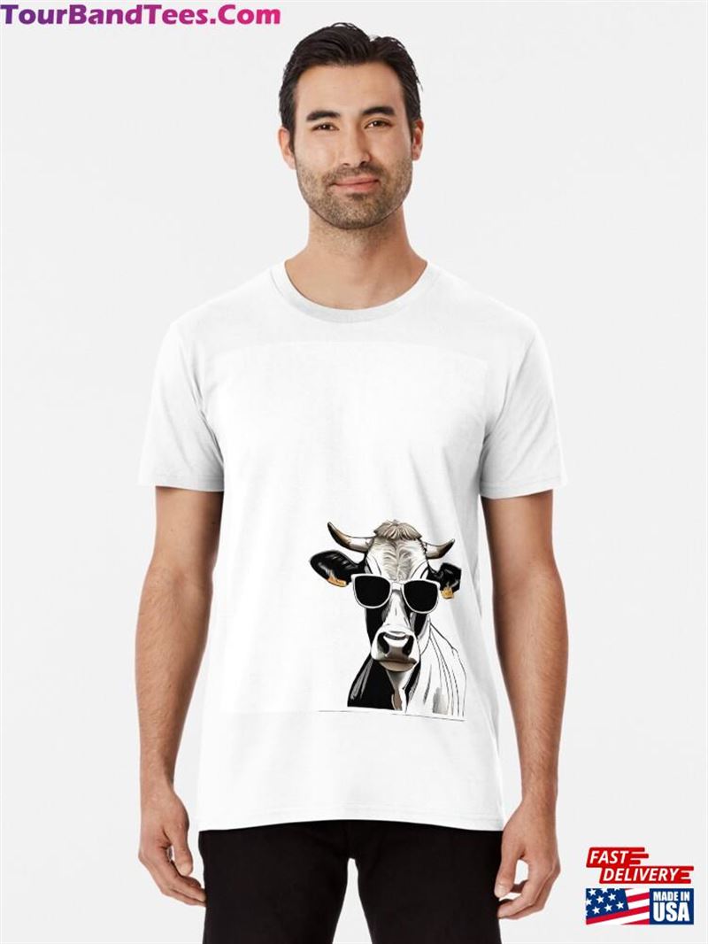 Cow With Glasses Animal Art Funny Premium T-Shirt Sweatshirt Unisex 29Uf206590 – Utopia Fashion