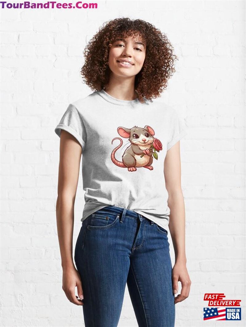 Cute Adorable Mouse With Rose Valentine’S Day Classic T-Shirt Sweatshirt 29Uf193215 – Utopia Fashion