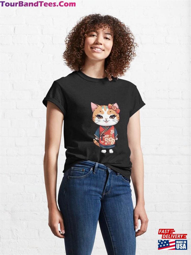 Cute Cat Wearing Japanese Dress Classic T-Shirt 29Uf192440 – Utopia Fashion