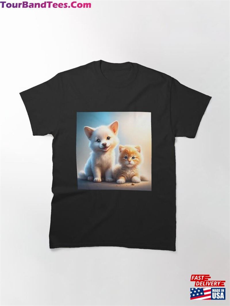 Cute Dog And Cat Are Good Friends Classic T-Shirt Sweatshirt Hoodie 29Uf211523 – Utopia Fashion