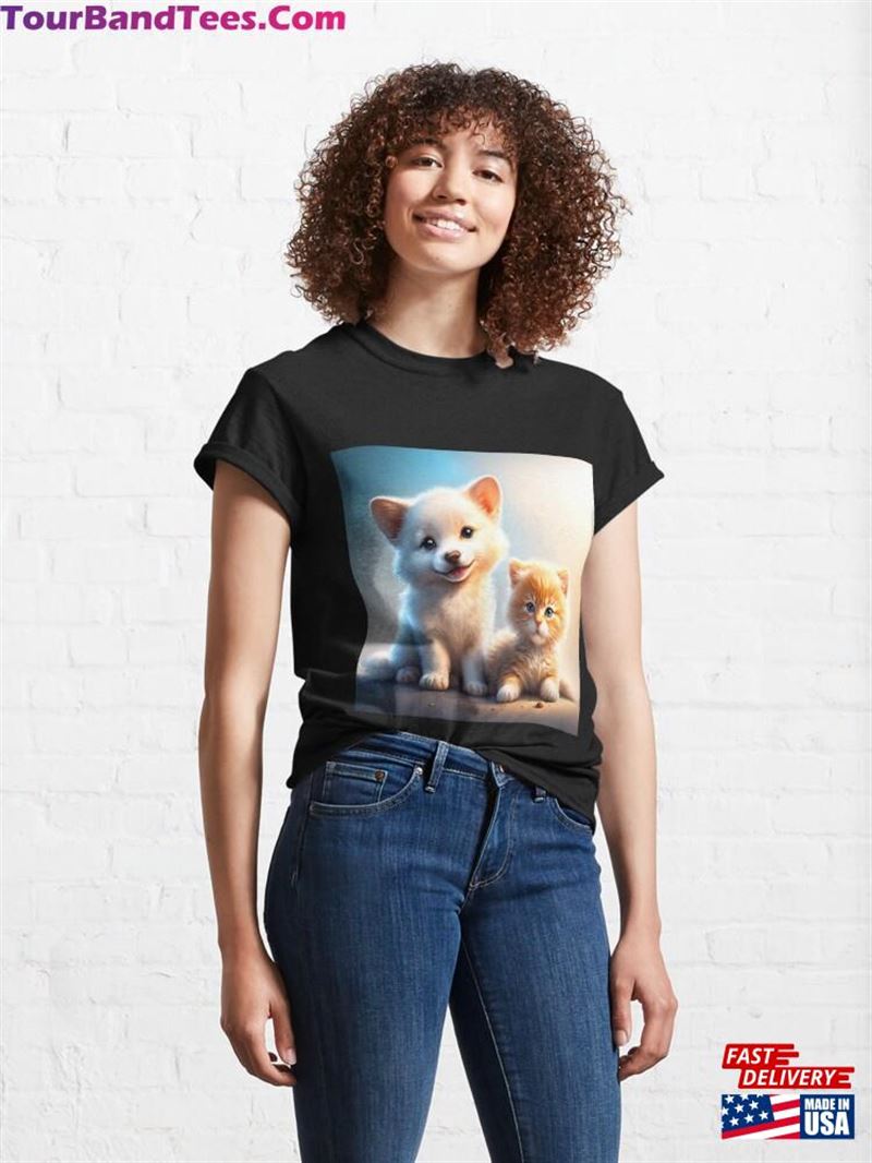 Cute Dog And Cat Are Good Friends Classic T-Shirt Sweatshirt Hoodie 29Uf211523 – Utopia Fashion