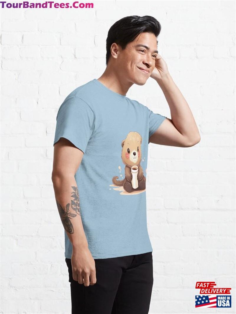 Cute Sea Otter Drinking Coffee With A Expression Classic T-Shirt 29Uf192865 – Utopia Fashion