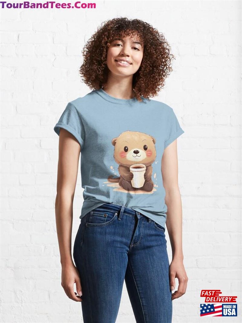 Cute Sea Otter Drinking Coffee With A Expression Classic T-Shirt 29Uf192865 – Utopia Fashion