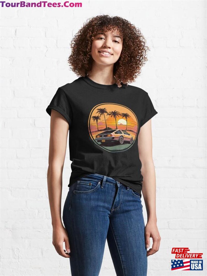 Delorean Inspired Car Sunset Palm Trees Back Classic T-Shirt Hoodie Unisex 29Uf194134 – Utopia Fashion