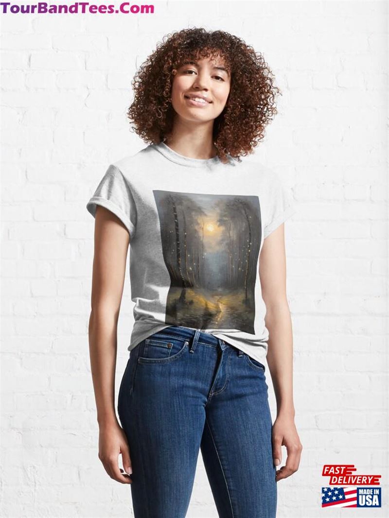 Fireflies In A Beautiful Forest Under Full Moon Vintage Oil Painting Classic T-Shirt Hoodie Sweatshirt 29Uf192234 – Utopia Fashion