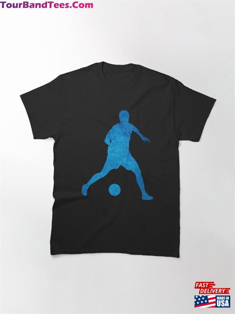 Football Player Silhouette With Blue Background Classic T-Shirt 29Uf207048 – Utopia Fashion