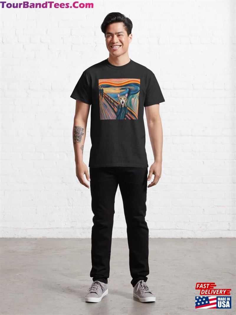 Funny Cat Kitty The Scream Edvard Munch Art Pet Animal Classic T-Shirt 29Uf206821 – Utopia Fashion