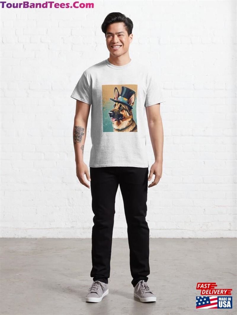 German Shepherd In A Top Hat Classic T-Shirt Sweatshirt 29Uf211649 – Utopia Fashion