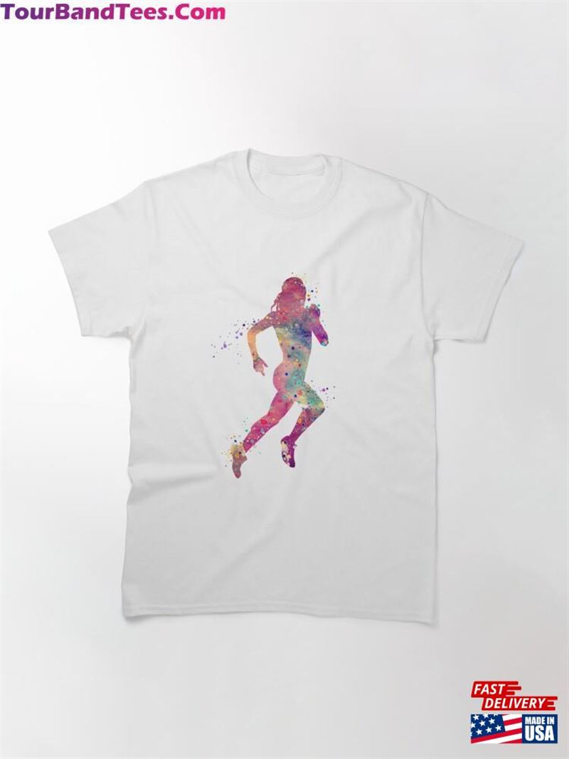 Girl Running Watercolor Silhouette Classic T-Shirt Unisex 29Uf194725 – Utopia Fashion