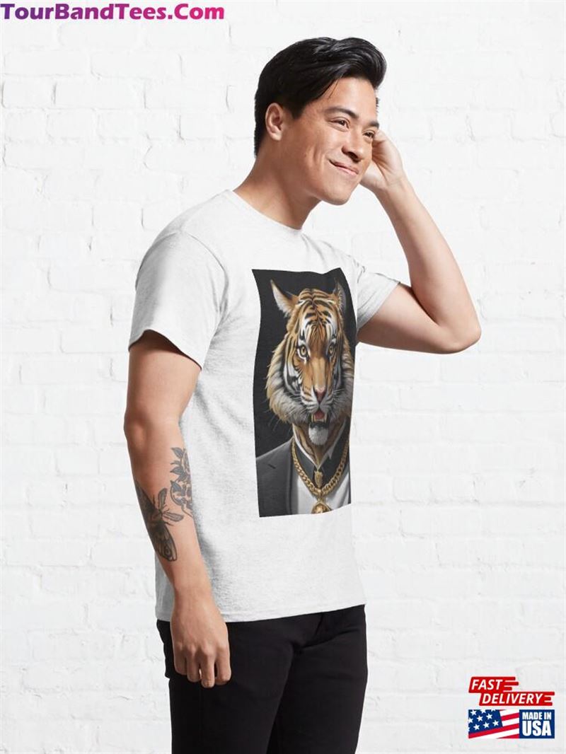 Gold Tiger Portrait Classic T-Shirt 29Uf194455 – Utopia Fashion