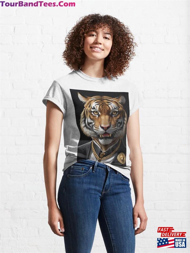 Gold Tiger Portrait Classic T-Shirt 29Uf194455 – Utopia Fashion