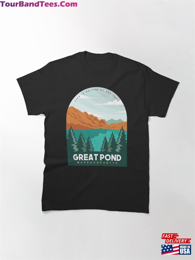 Great Pond Lake Massachusetts United States With Mountain And Pine Tree Classic T-Shirt Unisex Hoodie 29Uf191923 – Utopia Fashion