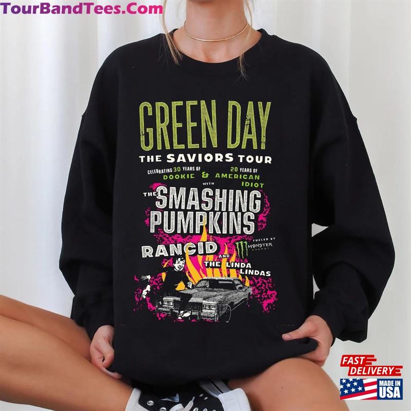 Green Day The Saviors Tour T-Shirt Band Graphic Tee Concert Shirt Classic Hoodie 29Uf193590 – Utopia Fashion