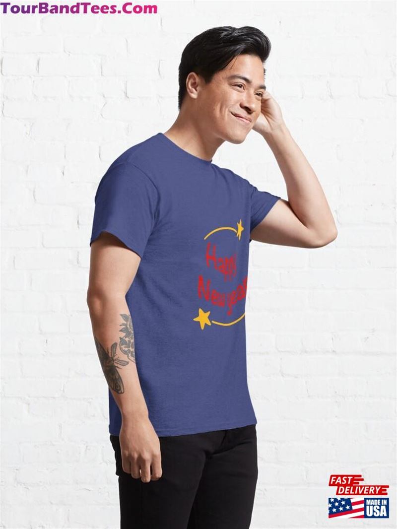 Happy New Year Letter With Stars Classic T-Shirt Unisex 29Uf192397 – Utopia Fashion