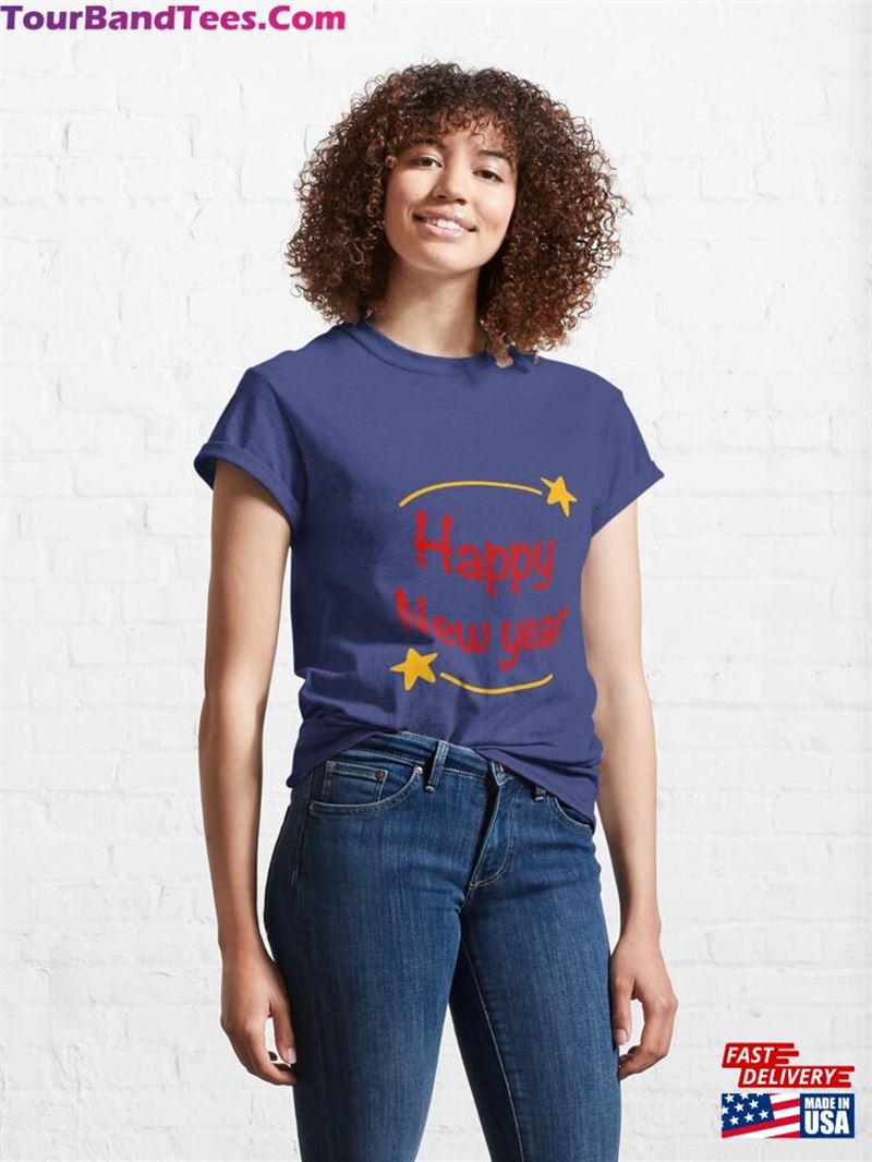 Happy New Year Letter With Stars Classic T-Shirt Unisex 29Uf192397 – Utopia Fashion