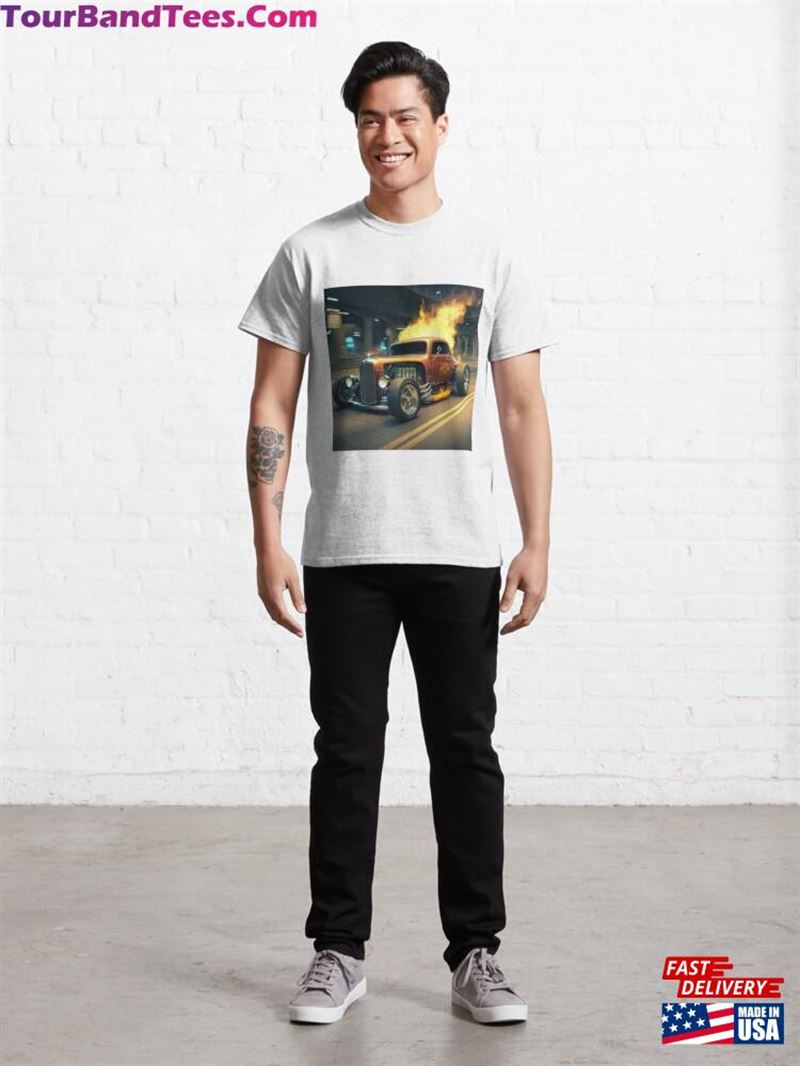 Hot Rod With Fire Flames In 3D Classic T-Shirt Unisex Sweatshirt 29Uf192700 – Utopia Fashion