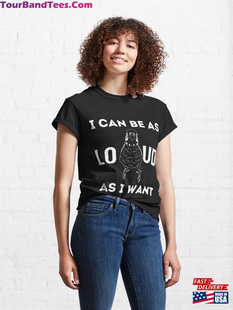 I Can Be As Loud Want Cute Budgie Minimalistic Outline (On Dark Colours) Classic T-Shirt 29Uf201868 – Utopia Fashion