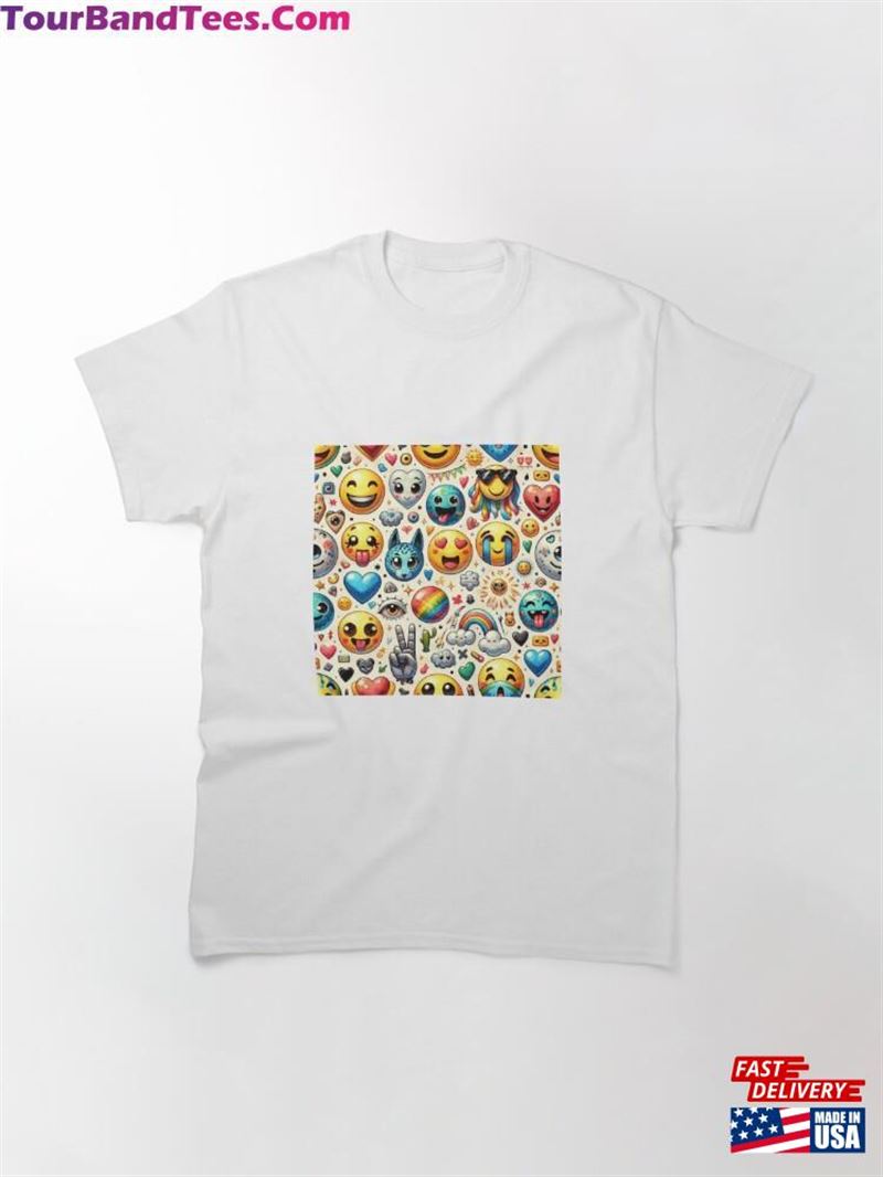 Joyful Emoticon Melange Background Classic T-Shirt Unisex 29Uf206366 – Utopia Fashion