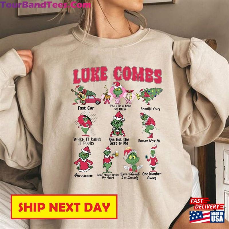 Luke Combs Grinch Sweatshirt Luck Christmas For Fans Tour Growing Up And Getting Old Shirts T-Shirt Classic 29Uf193850 – Utopia Fashion