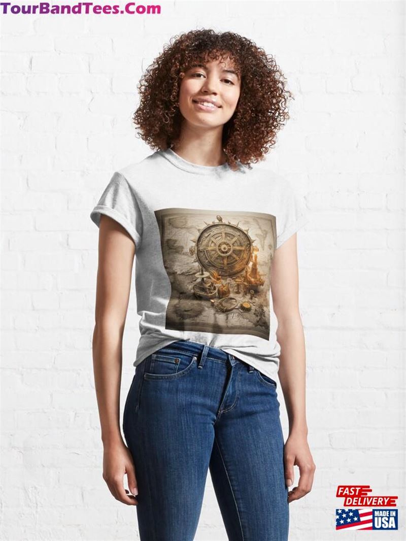 Maritime Cartography A Journey Through Ancient Maps And Navigational Tools Classic T-Shirt 29Uf192306 – Utopia Fashion