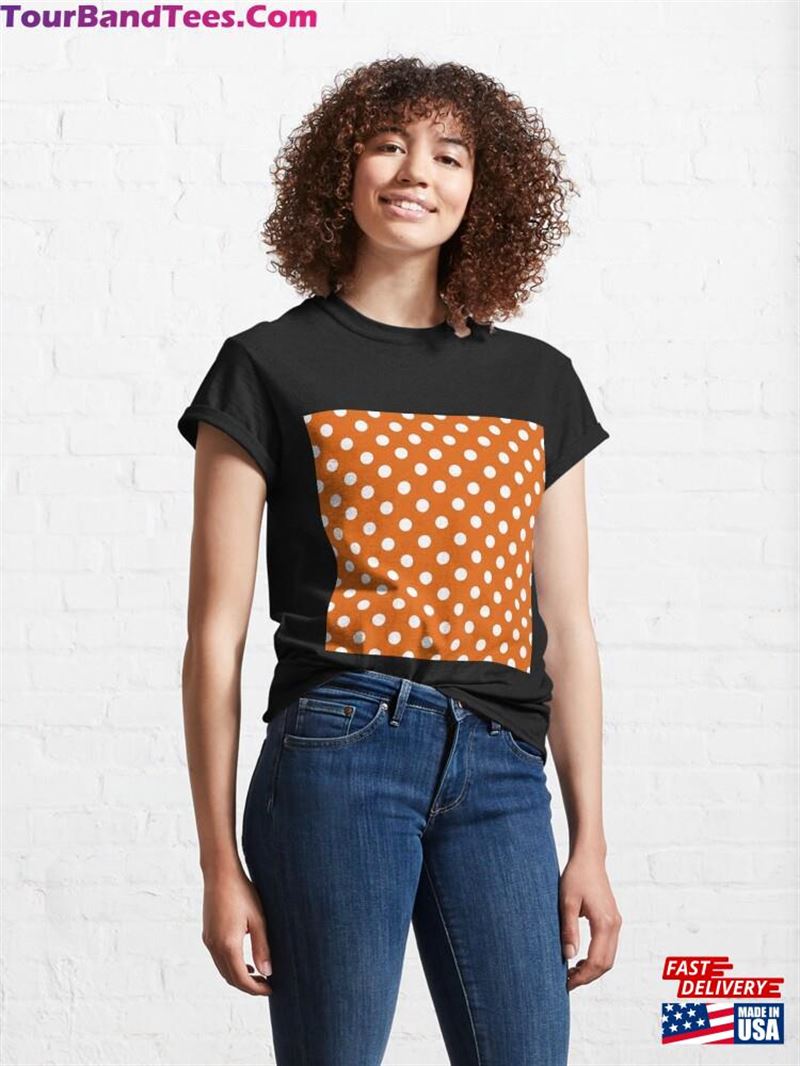 Metallic Orange And White Color Polka Dot Pattern Classic T-Shirt Sweatshirt 29Uf193089 – Utopia Fashion