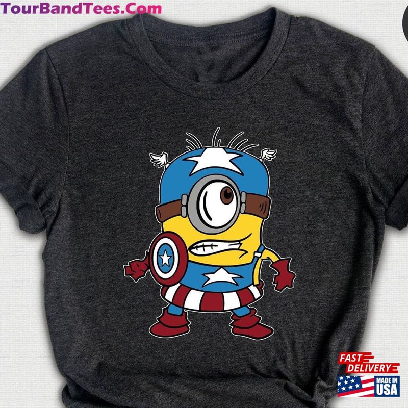 Minions Captain America Shirt Cute Cartoon Lover Tee Hoodie T-Shirt 29Uf194836 – Utopia Fashion