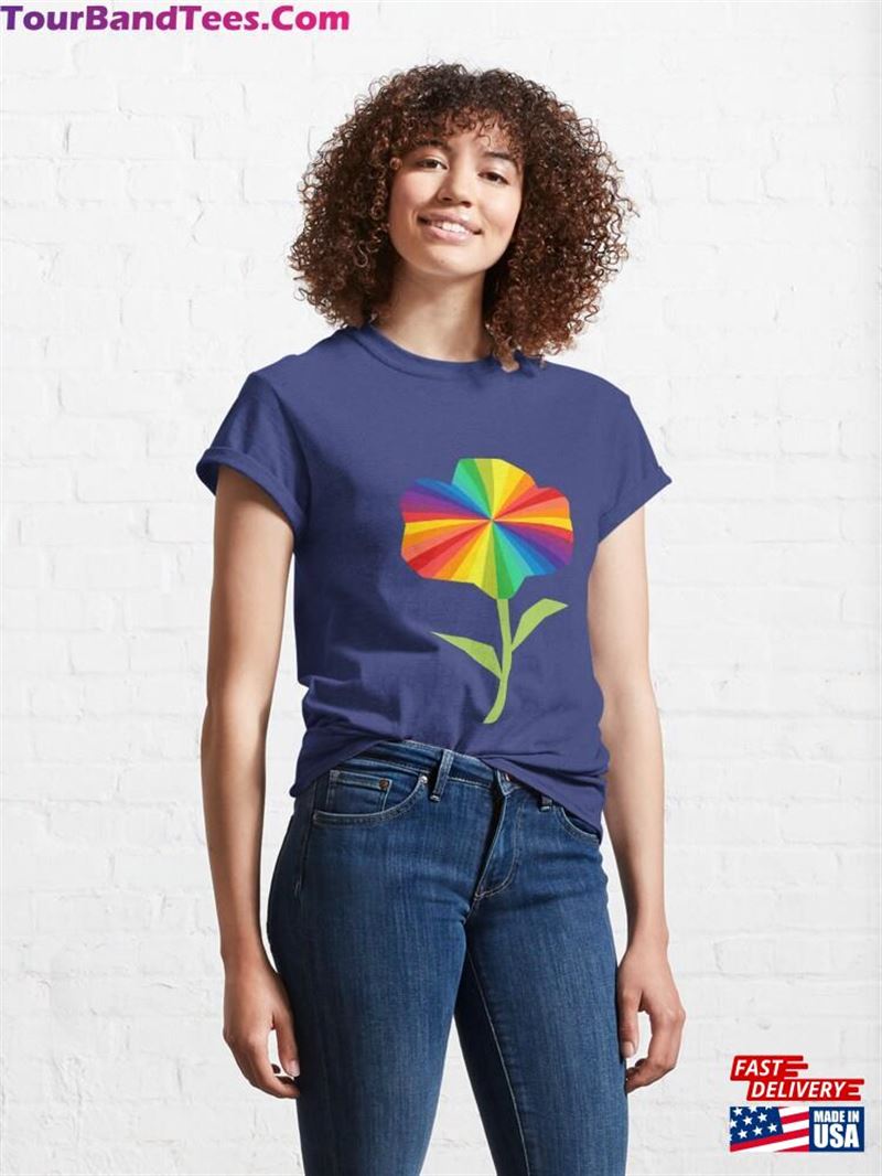 Rainbow Flower On White Classic T-Shirt Unisex Sweatshirt 29Uf211496 – Utopia Fashion