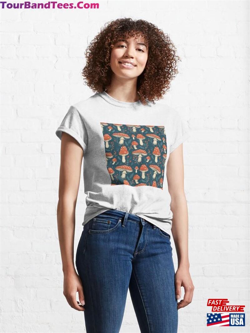 Red Mushrooms And Wildflowers Patterns Classic T-Shirt 29Uf191822 – Utopia Fashion