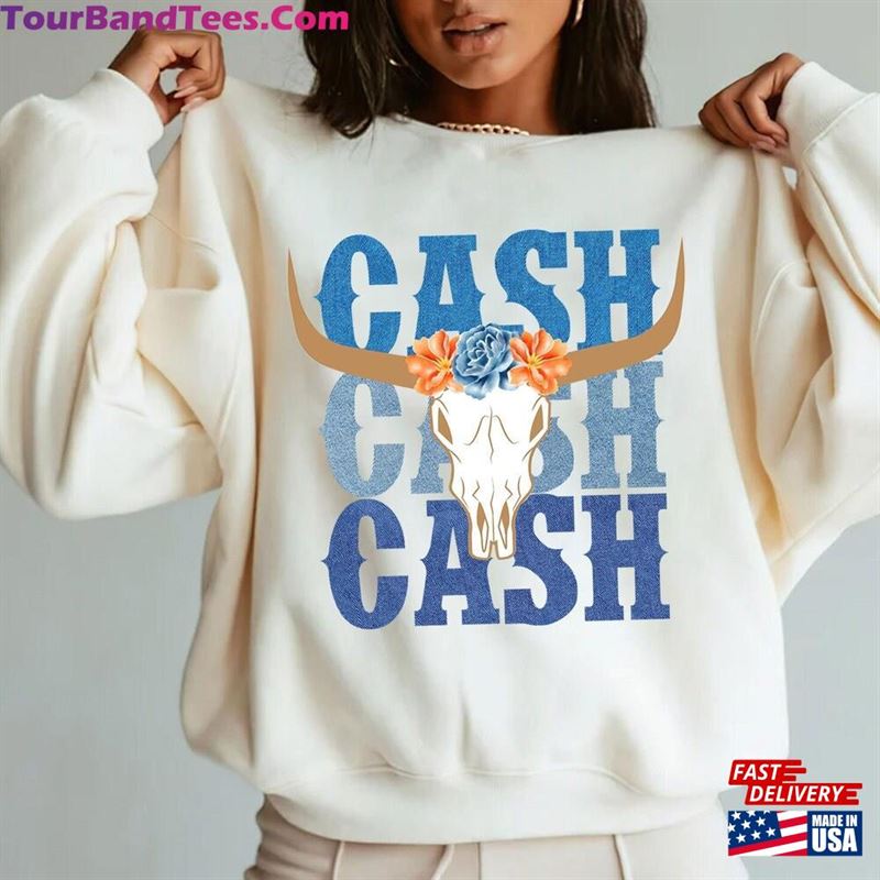 Retro Cash Bullhead Flower T-Shirt Johnny Tour Merch Country Music Fan Hoodie 29Uf193195 – Utopia Fashion