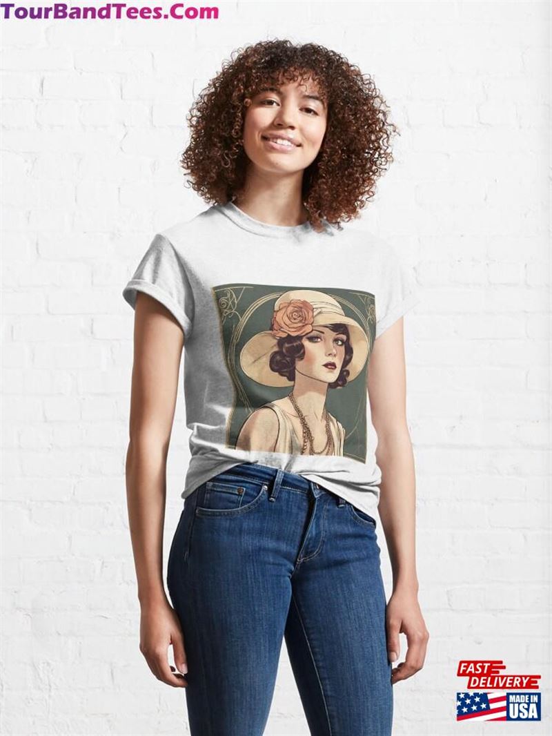 Swing And Fringes Retro Portrait Of A 1920S Flapper Classic T-Shirt 29Uf192677 – Utopia Fashion