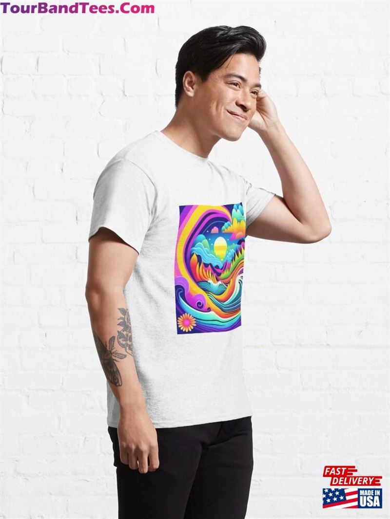 Trippy Rainbow Wave Pattern Classic T-Shirt Unisex 29Uf192910 – Utopia Fashion