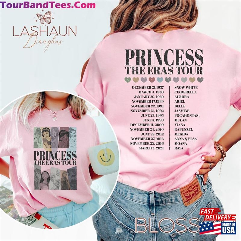 Two Sided Disney Princess Eras Tour Comfort Colors Shirt Characters Sweatshirt Classic 29Uf206939 – Utopia Fashion