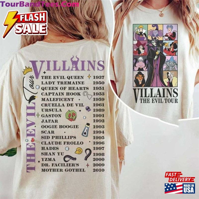 Two Sided Disney Villains Shirt Vintage Characters The Evil Tour Group Unisex Hoodie 29Uf193775 – Utopia Fashion