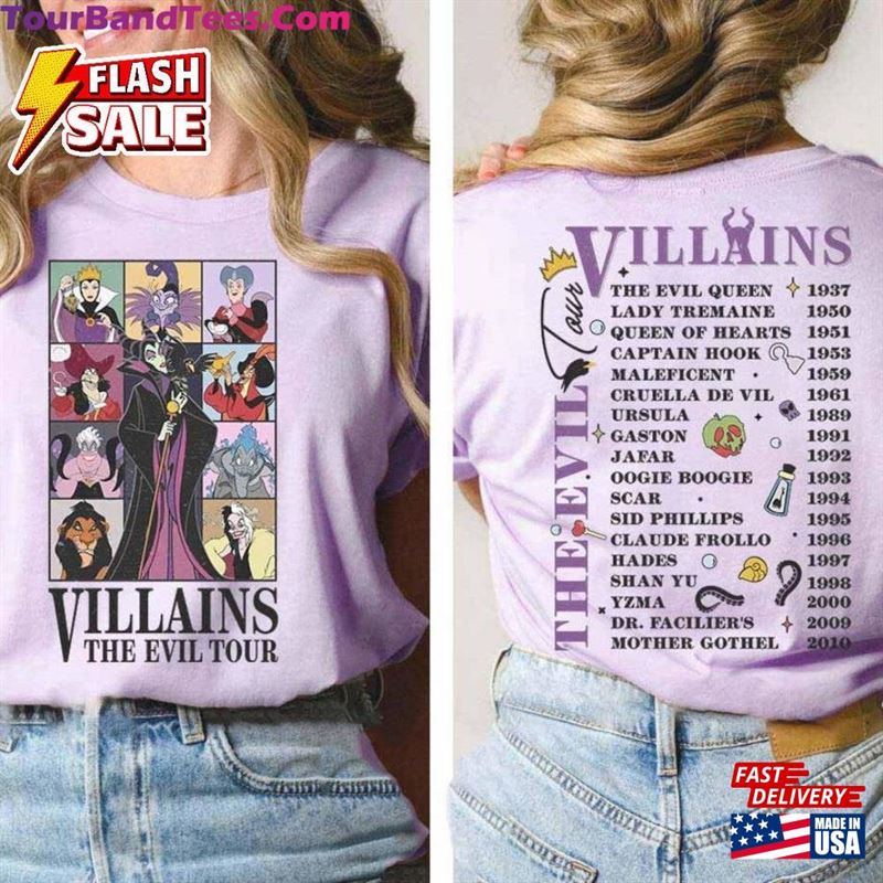 Two Sided Disney Villains Shirt Vintage Characters The Evil Tour Group Unisex Hoodie 29Uf193775 – Utopia Fashion