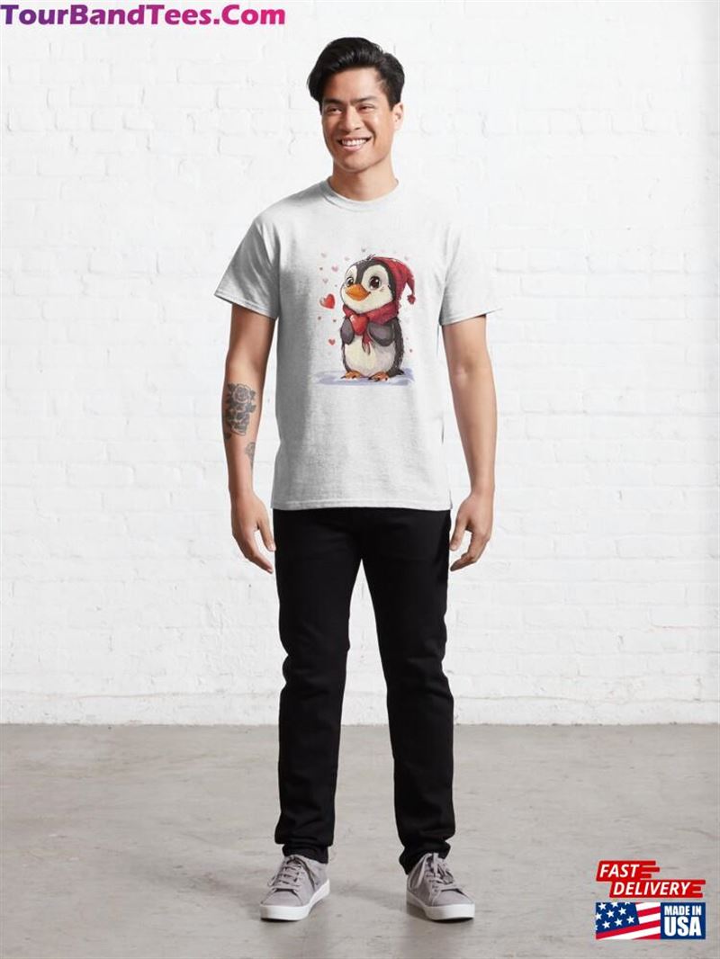 Valentines Day Penguin Holding A Red Heart Valentine Classic T-Shirt Sweatshirt Hoodie 29Uf211744 – Utopia Fashion